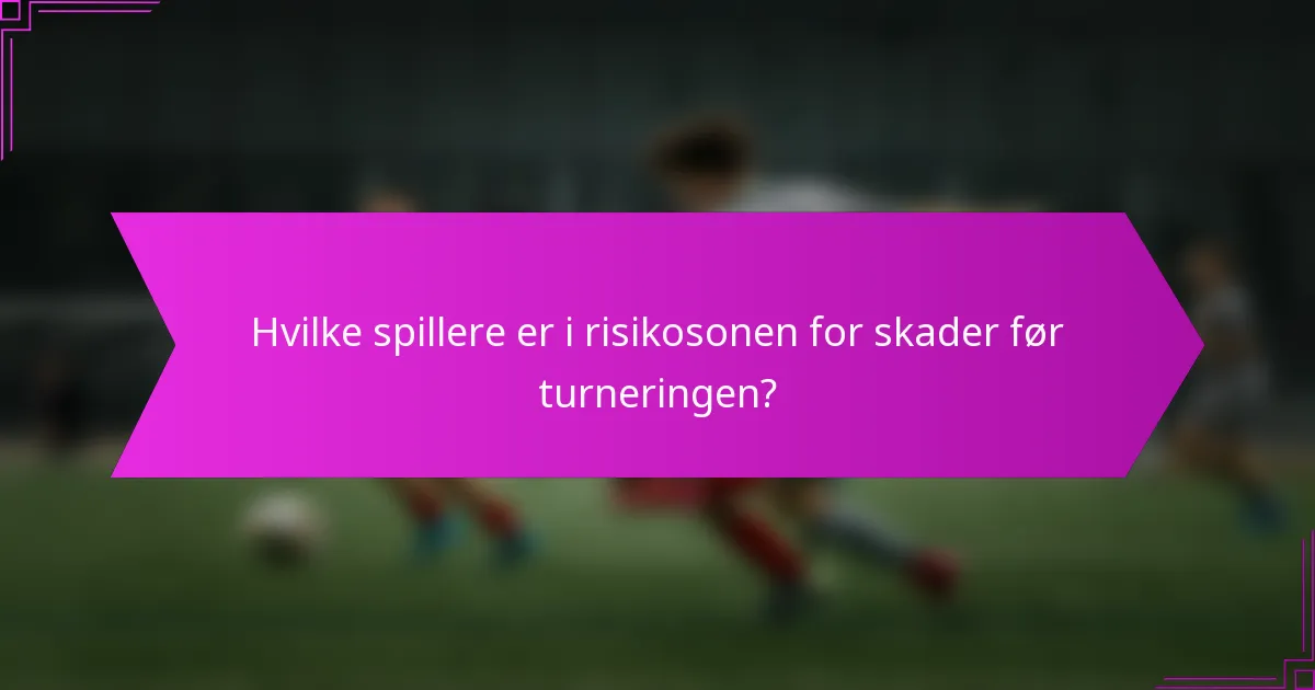 Hvilke spillere er i risikosonen for skader før turneringen?